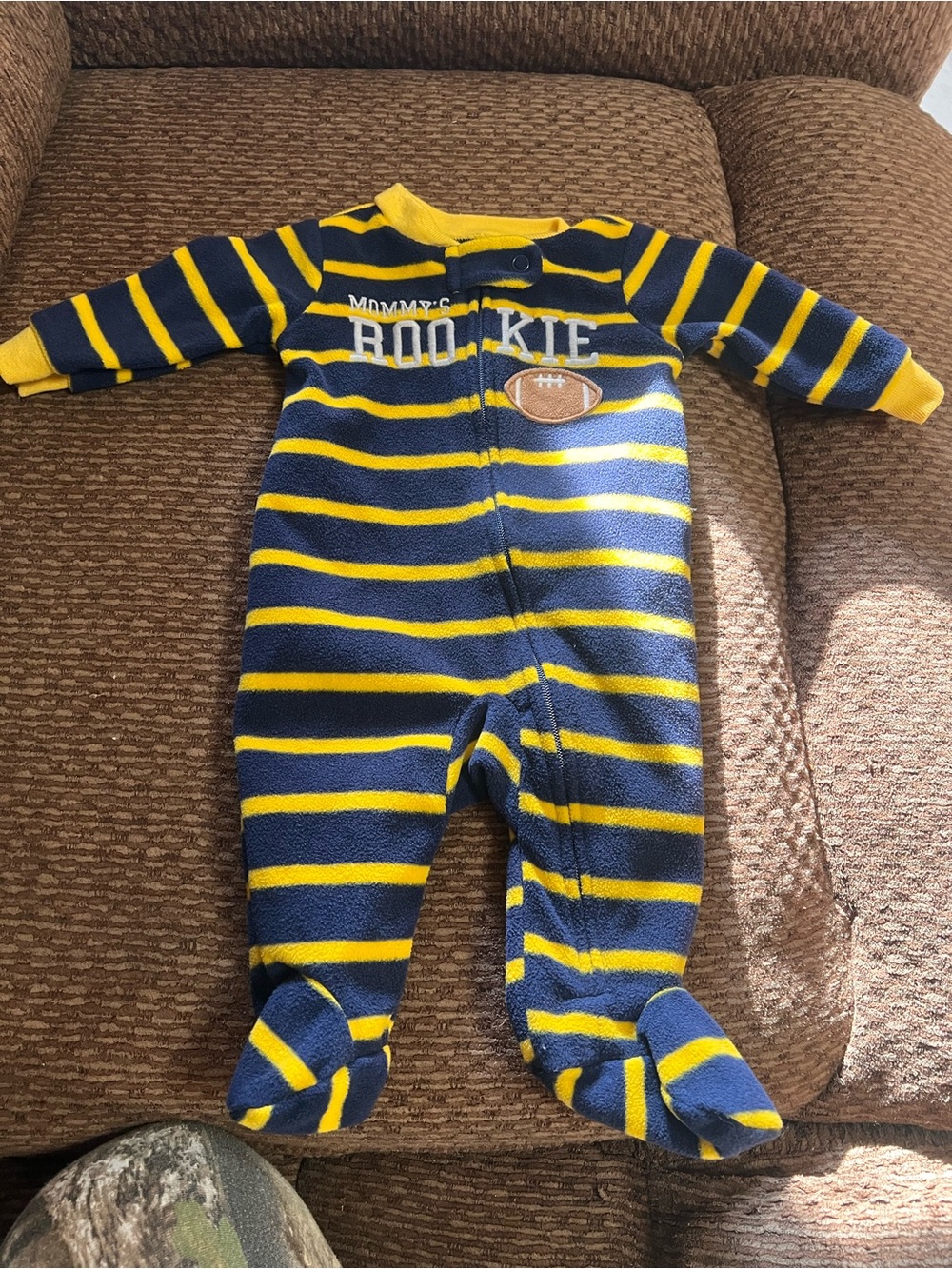 Carter's Navy and Yellow Striped Footed One-Piece